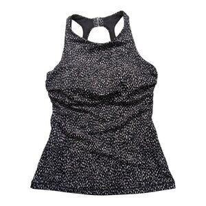 Athleta Maldives Tankini Top Size 32B/C XS NWT Black High Neck Abstract Modest